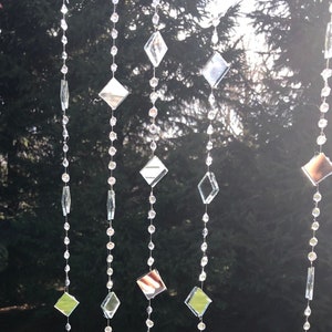 Tree Jewelry™ garden art, sun catchers with mirrors and tiny crystal clear rhinestones, outdoor wedding, party decorations, minimalist gift