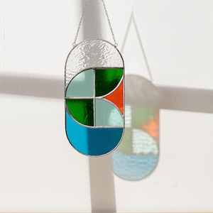 Glass Wall Hanging, Glass Suncatcher, Minimalist Decor, Stained Glass Decor, Modern Stained Glass, Glass Window Hanging, Glass Art F64