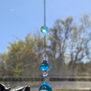Sky Blue Crystal Suncatcher - For Home or Car Decor