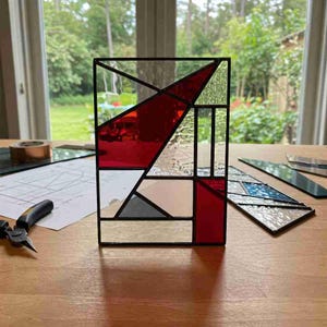 Modern Geometric Stained Glass Patten, Minimalist Home Decor, DIY Stained Glass, Modern Suncatcher, PDF, Modern Hanging